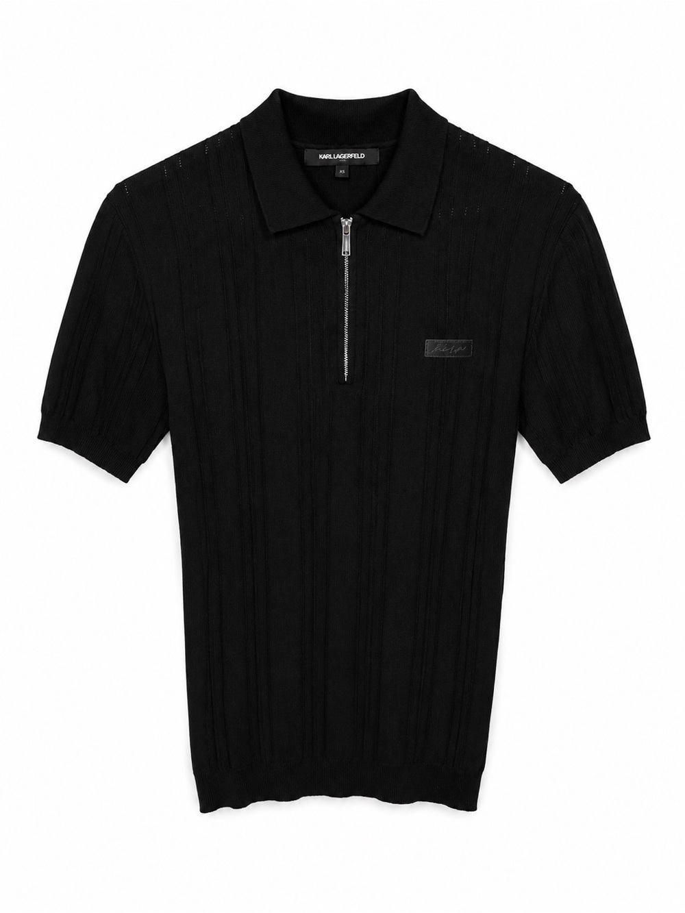 Karl Lagerfeld Paris Knit Quarter Zip Polo Shirt Black Men's Size XS 100% Cotton
